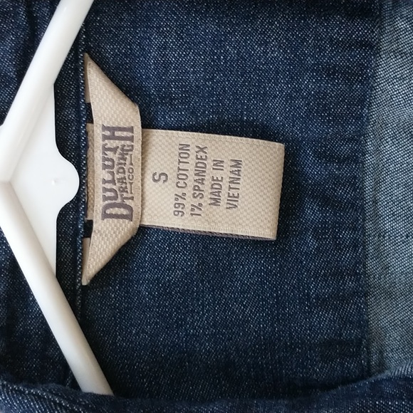 Duluth Trading Company Dark Denim Pearl Snap Button Shirt Dress Size Sma… - Picture 4 of 10